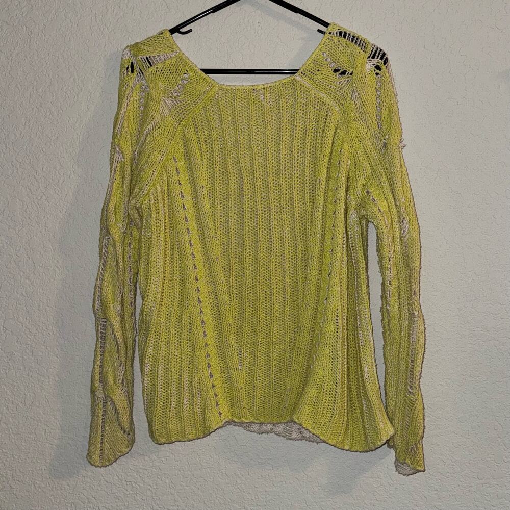 Free People Distressed Lime green/yellow Sweater Women's Size Small